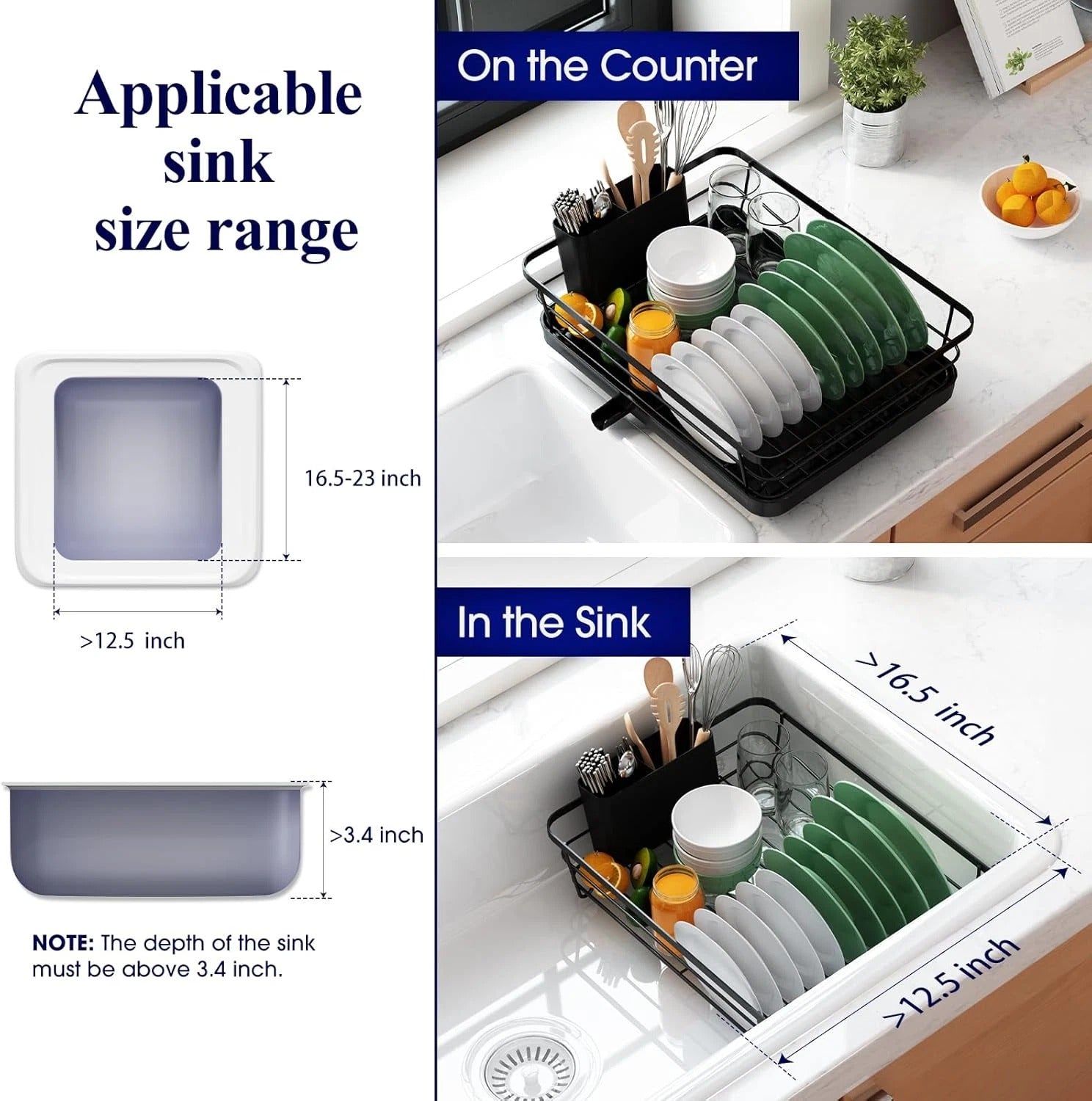 Dish Drying Rack for Kitchen Counter, Stainless Steel Sink Organization and Stor
